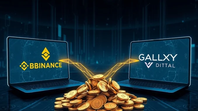 Visualizing a significant ENS crypto deposit of $4.5 million flowing into digital platforms representing Binance and Galaxy Digital.