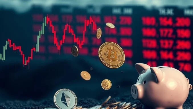 Chart showing a sharp decline in **ETH liquidations**, representing significant market volatility and investor losses in perpetual futures.