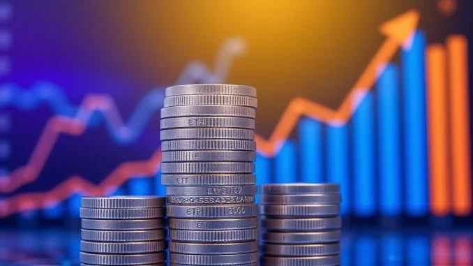 Visualizing ETH Strategy's significant acquisition of Ethereum, showing growth in its digital asset treasury.