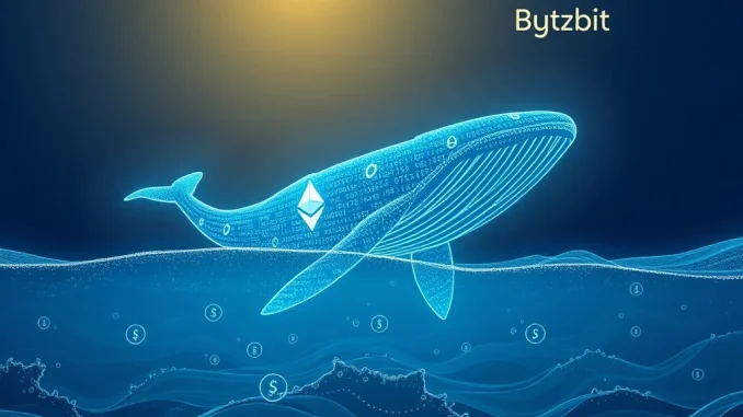 ETH Whale's Astounding $27.6M Bybit Deposit Sparks Market Speculation An illustration of an ETH whale making a significant Bybit deposit, symbolizing major movements in the crypto market and potential crypto profit.