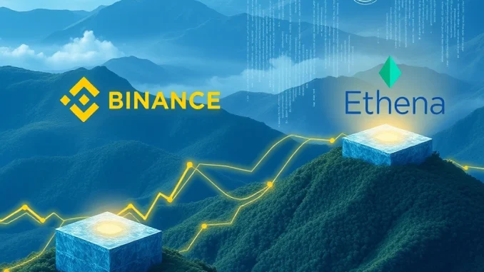 Visualizing a significant Ethena ENA Binance withdrawal, highlighting the flow of cryptocurrency transactions and on-chain analysis.