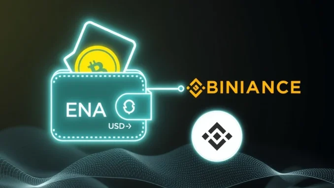 Visualizing a secure Ethena ENA withdrawal from a digital wallet to Binance, highlighting the significant movement of cryptocurrency.