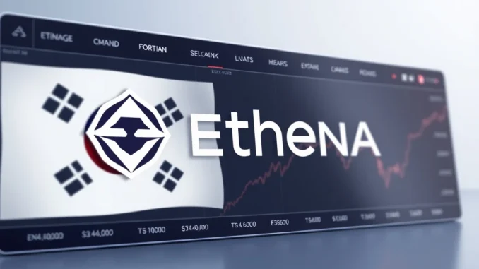 Korbit exchange interface displaying the Ethena ENA token listing, signaling a major development for South Korean crypto investors.