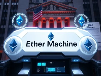 The Ether Machine pursuing a US stock market listing via SPAC merger, symbolizing its significant Ethereum accumulation strategy.