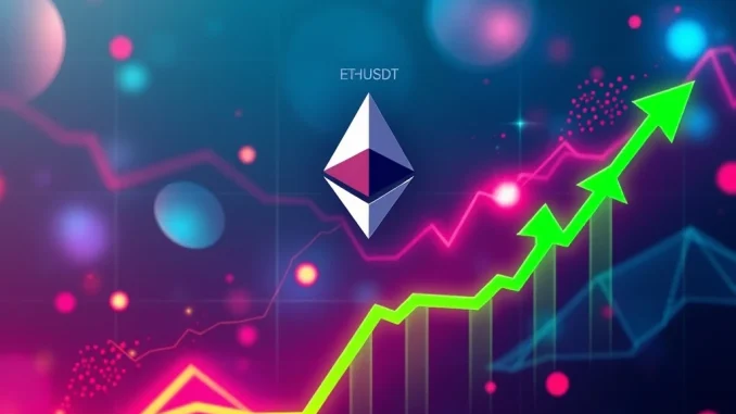 A dynamic chart illustrating Ethereum (ETHUSDT) experiencing a significant bullish breakout, signaling strong upward momentum for ETH price.