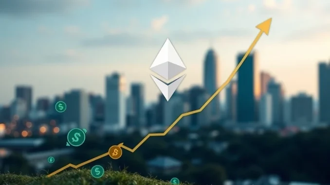 A financial chart illustrating a positive surge in US spot ETH ETF inflows, indicating a significant market recovery.