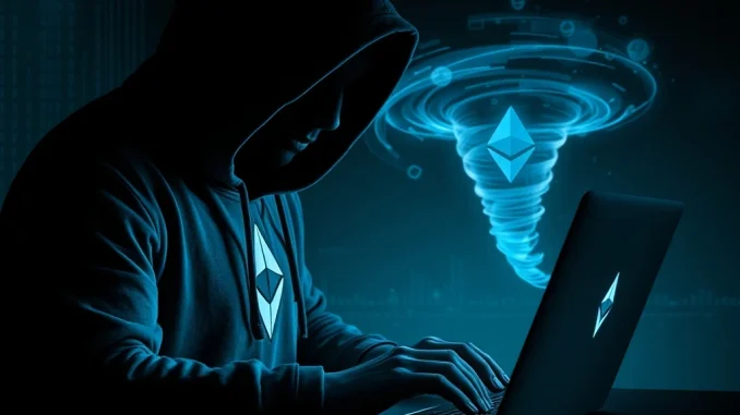 An anonymous **Ethereum hacker** orchestrates a significant **ETH** sale, raising concerns about **crypto laundering**.