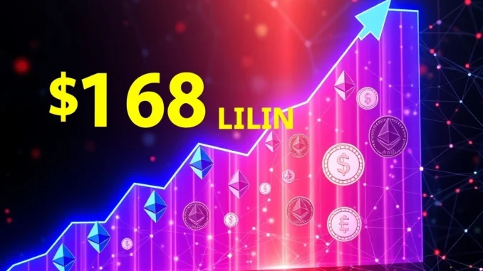 A visual representation of the record-breaking Ethereum stablecoin supply reaching $168 billion, highlighting its growth in the crypto market.