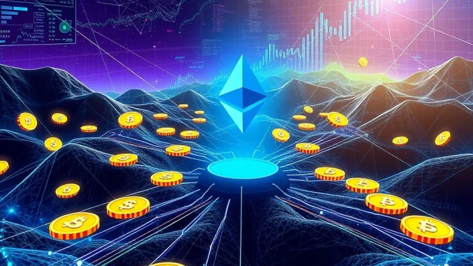 A visual representation of Ethereum stablecoins experiencing a record $1.6 billion net inflow, highlighting strong market confidence and growth on the Ethereum network.