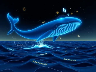 Ethereum whale depositing a large sum of ETH to Binance, symbolizing significant crypto profit-taking.