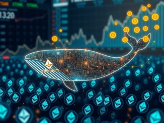 A conceptual Ethereum whale making a significant ETH profit from a crypto swing trading strategy.
