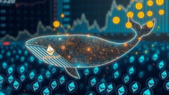 A conceptual Ethereum whale making a significant ETH profit from a crypto swing trading strategy.