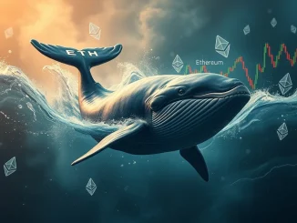 A crypto whale makes a large, leveraged Ethereum (ETH) long trade, symbolizing high risk and potential market volatility.