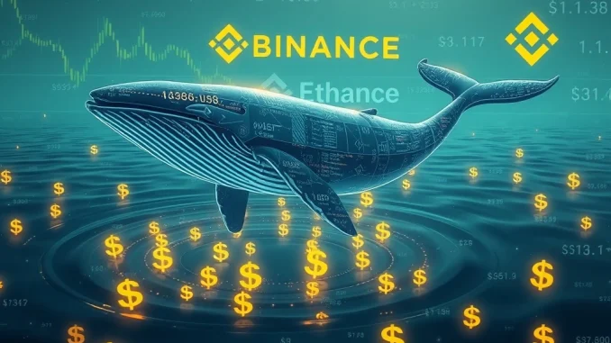 An Ethereum whale's successful $5.3 million profit transaction on Binance, symbolizing significant crypto trading activity.