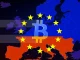 An illustration of the EU flag overlapping a cryptocurrency symbol, representing the impact of **EU Russia sanctions** on digital assets.