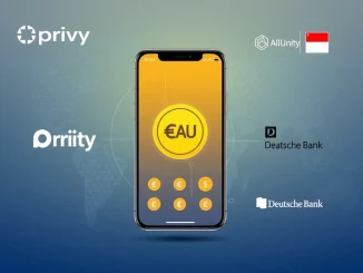 Privy wallet interface displaying EURAU stablecoin transactions, highlighting the secure euro digital payments partnership with AllUnity.