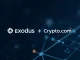 Exodus wallet and Crypto.com logos signify their strategic partnership for secure digital asset custody solutions.