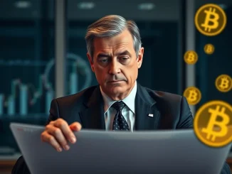 Federal Reserve official contemplating a Fed rate cut decision, illustrating its potential crypto market impact.