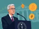Federal Reserve Chair Jerome Powell speaks at the FOMC meeting, impacting the crypto market with interest rate decisions.