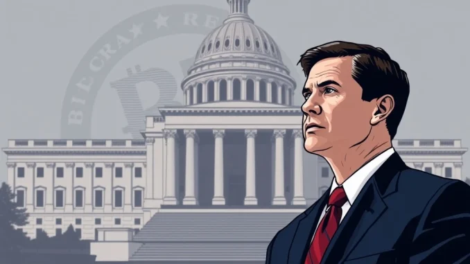 US Senate chamber with a portrait of Stephen Miran, highlighting the crucial vote for Federal Reserve governor and its economic implications.