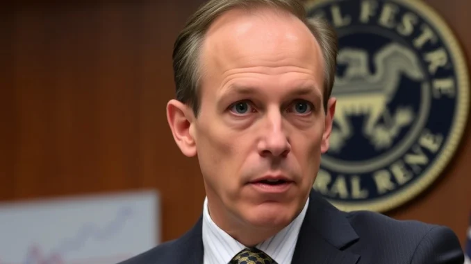 Austan Goolsbee discussing the Federal Reserve's stance on a potential interest rate cut, emphasizing current monetary policy.