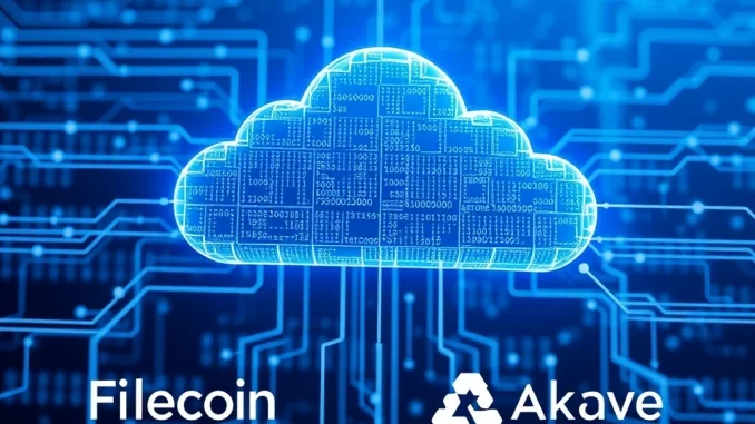 Filecoin and Akave Cloud's S3-compatible blockchain storage service bridging traditional cloud with decentralized future, simplifying cloud migration.