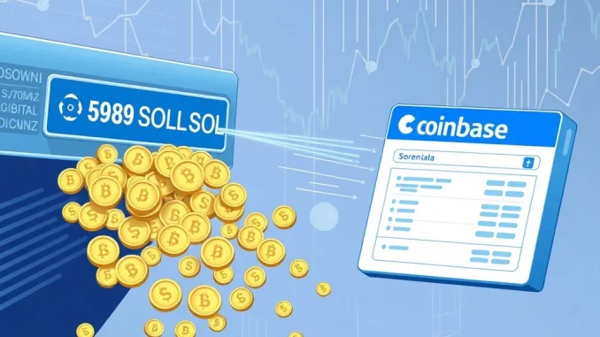 Visualization of a significant **Galaxy Digital SOL** deposit to Coinbase, symbolizing a large crypto transaction and potential market impact.