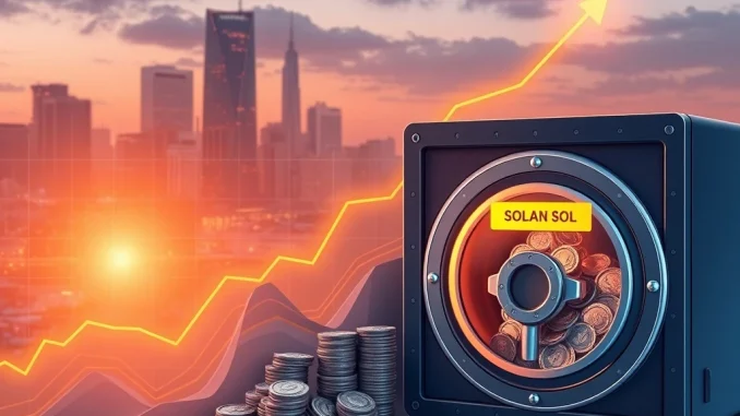 Visualizing Galaxy Digital's substantial Solana investment, showing digital assets accumulating to signal institutional crypto confidence.
