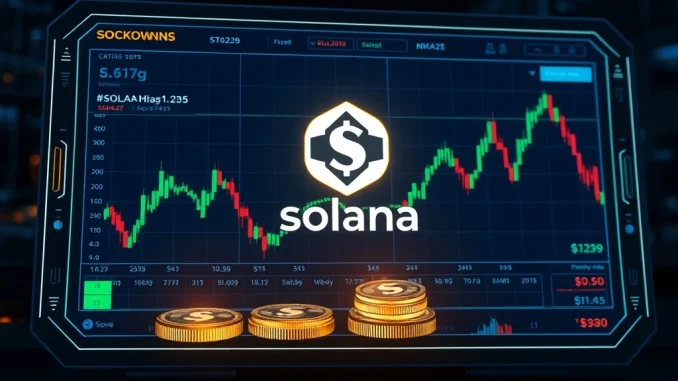 Galaxy Digital's new tokenized shares are represented as glowing digital assets on a screen, showcasing the pioneering integration of Solana blockchain technology.