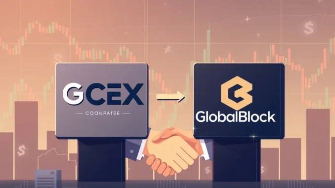 GCEX acquisition of GlobalBlock crypto broker, symbolizing growth in crypto asset management.