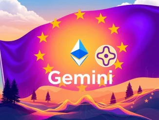 Gemini Europe platform expanding with ETH and SOL staking, perpetual futures, signifying new investment opportunities for users.