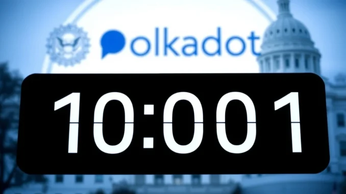 A clock with an extended deadline, symbolizing the SEC's decision on the Grayscale spot DOT ETF.