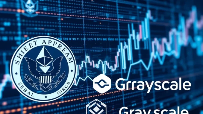 Visualizing the SEC's landmark approval of the Grayscale Ethereum ETF, symbolizing a new era for digital asset investments.