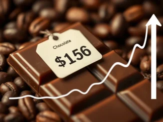 A visual representation of rising chocolate prices and cocoa costs, reflecting Hershey's recent price hike.