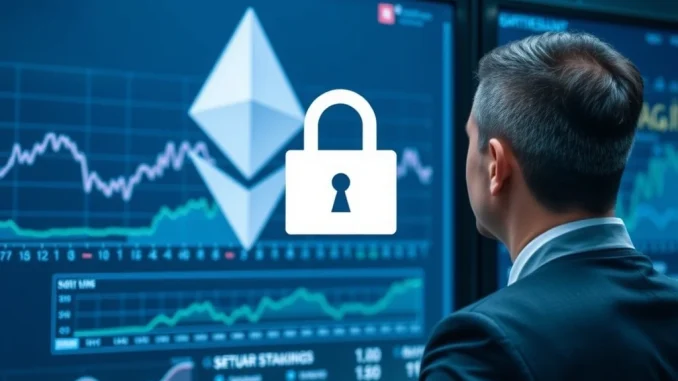 Hex Trust platform securely managing stETH liquid staking for institutional clients, representing advanced digital asset custody.