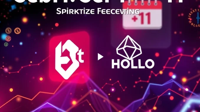 Bybit logo and Holochain (HOLO) token logo signifying the upcoming **HOLO listing Bybit** on the exchange, generating market anticipation.
