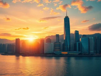 Hong Kong's financial district, symbolizing the HKMA's move to ease **crypto holding** rules for banks and its ambition as a digital asset hub.