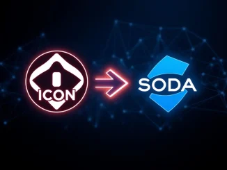 Visual representation of the ICON SODA migration, showing tokens moving seamlessly from one platform to another, highlighting the ICX SODA swap.