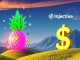 A digital representation of Pineapple Financial's logo integrated with Injective Protocol's branding, symbolizing their monumental **INJ purchase** and strategic cryptocurrency investment.