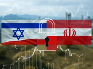 Digital lock securing a blockchain transaction, symbolizing the Israel USDT seizure linked to Iran's IRGC and efforts against crypto terror financing.