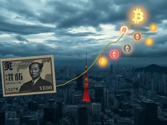 Visualizing Japan's escalating debt crisis prompting a shift towards crypto investment.