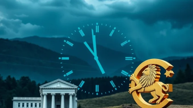 A digital clock and global financial symbols representing **key financial events** and central bank speeches, illustrating their anticipated impact on cryptocurrency markets this week.