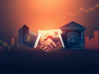KODA and Lombard Finance executives shaking hands, symbolizing their partnership to bring secure Bitcoin yield products to South Korean institutions.