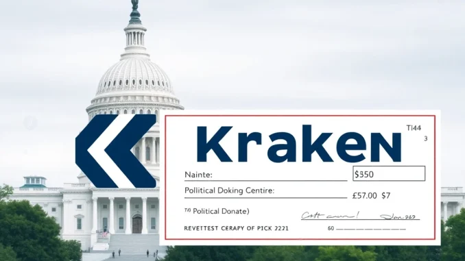 Kraken's $2 million donation to pro-Trump crypto PACs, symbolizing strategic support for crypto policy advocacy.