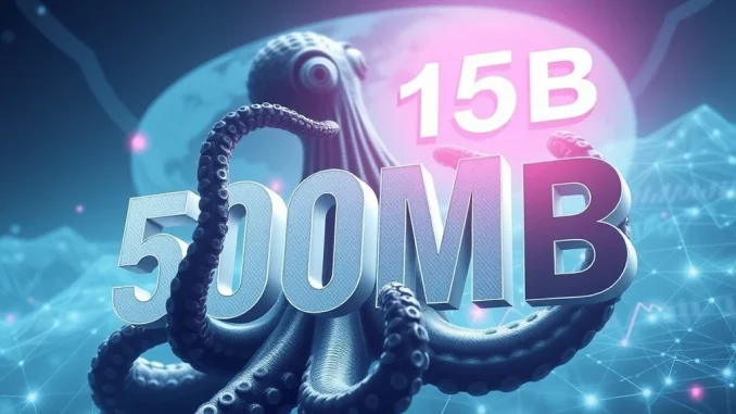 Visual representation of Kraken's significant $500M funding round, showing growth and ambition in the crypto market.