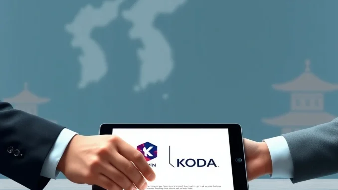 Illustrates the secure virtual asset custody of KRWIN stablecoin in South Korea through a partnership agreement.