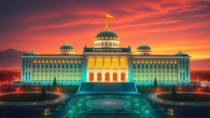 Digital interface showing Kyrgyzstan blockchain integration into government services, representing the country's move towards a transparent digital future.