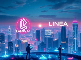 Illustrates the Lamina1 and Linea partnership, launching Spaces to empower Web3 storytelling and creator-owned IP.