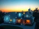 Linkhome's platform facilitates crypto payments for US real estate, showing Bitcoin and Ethereum symbols merging with a house.