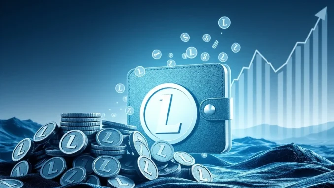 An illustrative chart showing a significant increase in Litecoin (LTC) accumulation by large holders, representing strong investor confidence and potential for LTC price growth.